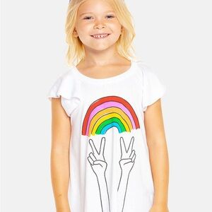 NWT- CHASER Girls Rainbow Peace Sign Tee Shirt
